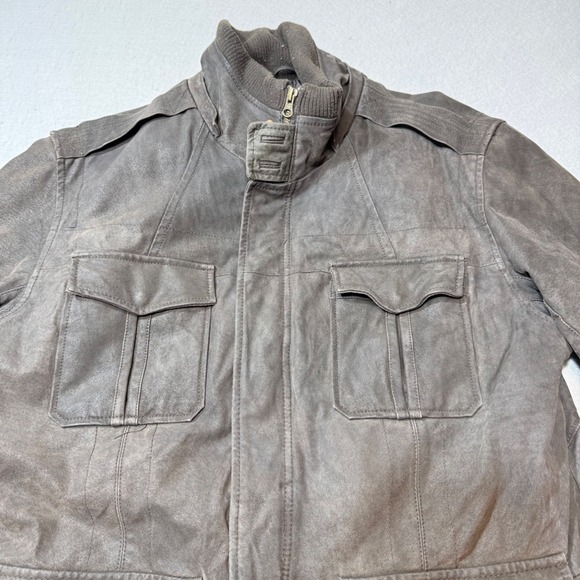 St‎ Johns Bay Outfitters Mens Genuine Leather Field Jacket Brown Large